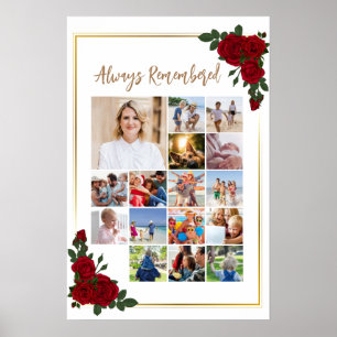 Gedenkfoto sammelt Rote Rosen mit goldenem Rahmen Poster