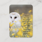 Gedenkfoto Scheuneule Vogel Visitenkarte (Vorderseite)
