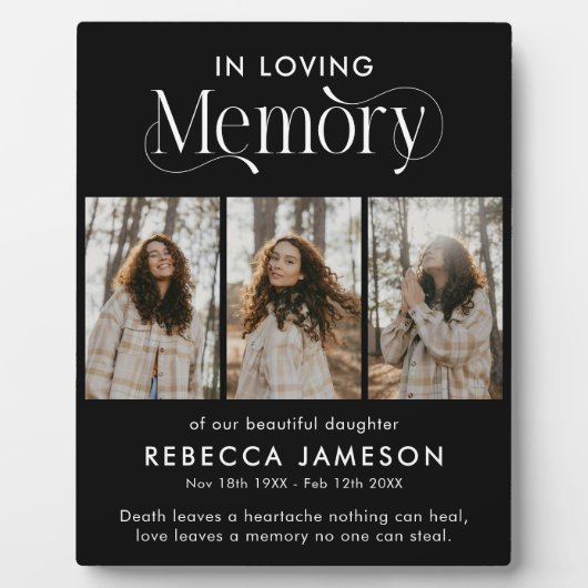GedenkfotoCollage "In Love Memory" Fotoplatte (Vorderseite)