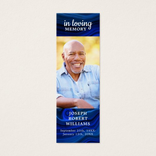 Gedenkgebet Beerdigung Gedicht Lesezeichen Blauer  (Vorderseite)