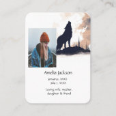 Gedenkgebet Lone Wolf Howling Tier Visitenkarte (Vorderseite)
