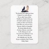 Gedenkgebet Lone Wolf Howling Tier Visitenkarte (Rückseite)