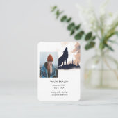 Gedenkgebet Lone Wolf Howling Tier Visitenkarte (Stehend Vorderseite)