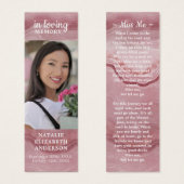 Gedenkgebet Rose Quartz Foto Beerdigung Lesezeiche (Vorne & Hinten)