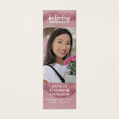 Gedenkgebet Rose Quartz Foto Beerdigung Lesezeiche (Vorderseite)