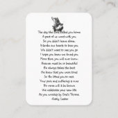 Gedenkgebet Wolf Naturtier Visitenkarte (Rückseite)