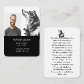 Gedenkgebet Wolf Naturtier Visitenkarte (Vorne/Hinten)