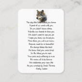 Gedenkgebet Wolf Naturtier Visitenkarte (Rückseite)