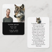 Gedenkgebet Wolf Naturtier Visitenkarte (Vorne/Hinten)