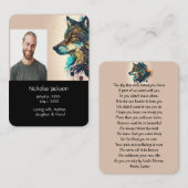 Gedenkgebet Wolf Naturtier Visitenkarte (Vorne/Hinten)