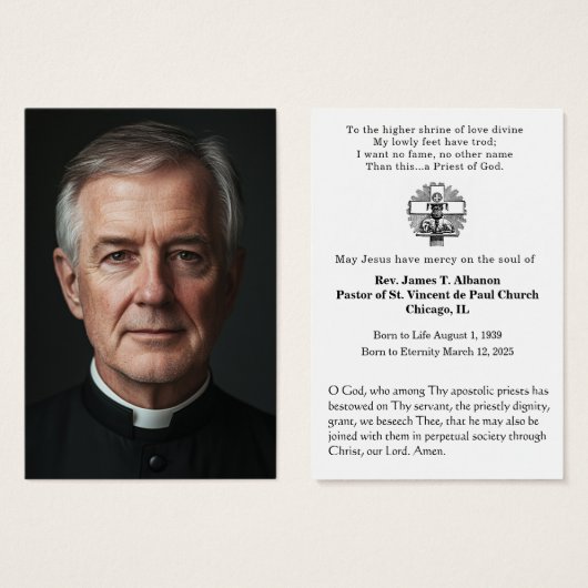 Gedenkgebet zum katholischen Priester (Vorne & Hinten)