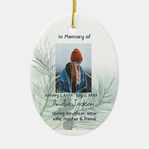 Gedenkgebetkarte Fichtenzweig Grün Natur Keramik Ornament