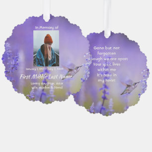 Gedenkgebetkarte Kolibri Lavendelblüten Ornament Karte