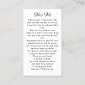 Gedenkgedicht Beerdigung Gebet-Karte Bird floral Telefonnummerkarte (Rückseite)