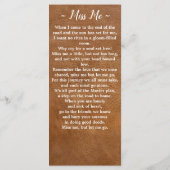 Gedenkgedicht Beerdigung Lesezeichen-Kartenleder Menükarte (Rückseite)