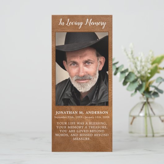 Gedenkgedicht Beerdigung Lesezeichen-Kartenleder Menükarte (Stehend Vorderseite)