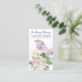 Gedenkgedicht "Floral Bird Beerdigung Bubenkkarte" Telefonnummerkarte (Stehend Vorderseite)