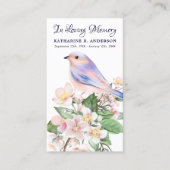 Gedenkgedicht "Floral Bird Beerdigung Bubenkkarte" Telefonnummerkarte (Vorderseite)