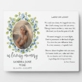 Gedenkgedicht und Foto-Anzeige Fotoplatte (Vorderseite)