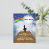 Gedenkgedicht von Rainbow Bridge für Hunde Postkarte (Stehend Vorderseite)