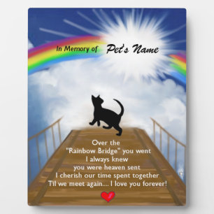 Gedenkgedicht von Rainbow Bridge für Katzen Fotoplatte
