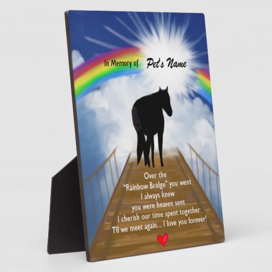 Gedenkgedicht von Rainbow Bridge für Pferde Fotoplatte (Seite)