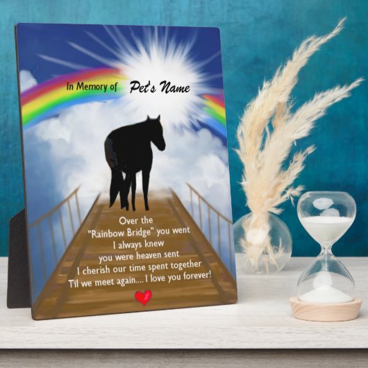 Gedenkgedicht von Rainbow Bridge für Pferde Fotoplatte (Seite)
