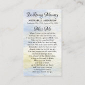 Gedenkgedicht Woodland Hirsch Beerdigungskarte Telefonnummerkarte (Rückseite)