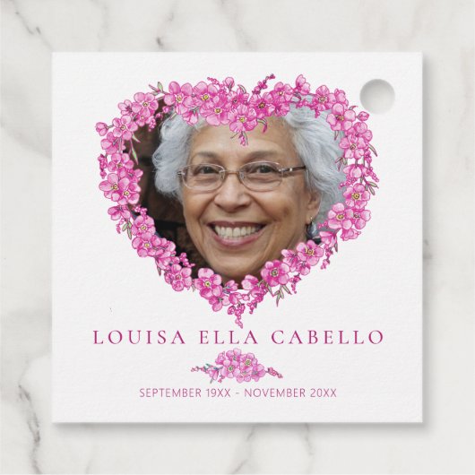 Gedenkgeschenk der Beerdigung Rosa Vergessen-ich-n Geschenkanhänger (Rückseite)