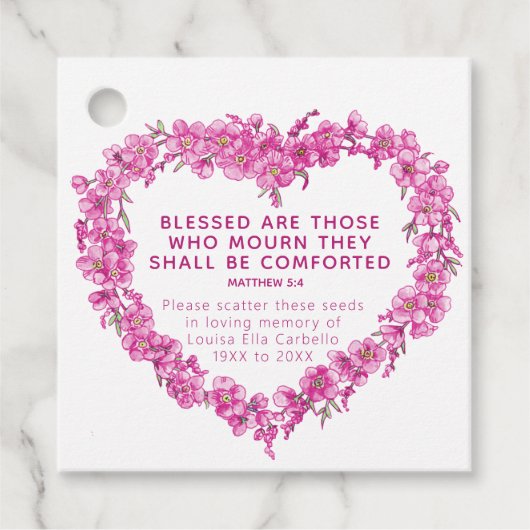 Gedenkgeschenk der Beerdigung Rosa Vergessen-ich-n Geschenkanhänger (Vorderseite)