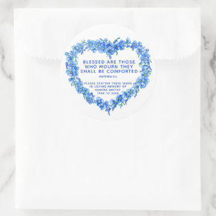 Gedenkgeschenk für Beerdigung Blauer Kranz Samen Runder Aufkleber