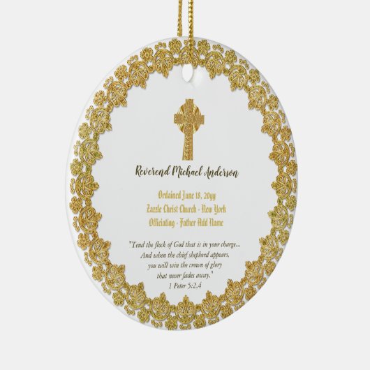 Gedenkgeschenk ORDINATION Priester Pastor Keramik Ornament (Rechts)