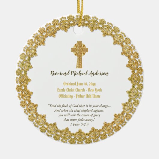 Gedenkgeschenk ORDINATION Priester Pastor Keramik Ornament (Vorne)