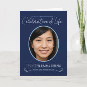 Gedenkgottesdienst Beerdigung Herz oval Foto blau  Programm (Vorderseite)