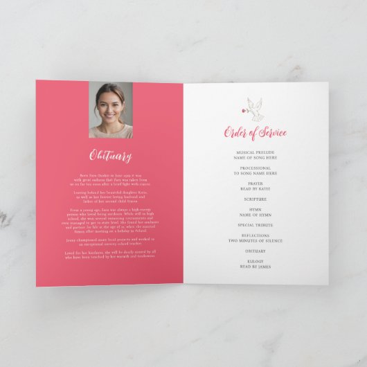 Gedenkgottesdienst Beerdigung Rosa Rosa Rosa Foto Programm (Innenseite)