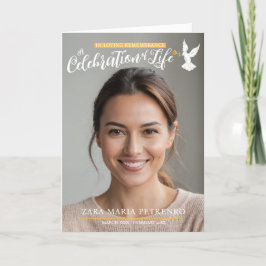 Gedenkgottesdienst Beerdigung Taube warmgelbes Fot Programm