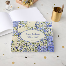 Gedenkgottesdienst Blaue Kornblumen-Patchworkdecke Gästebuch