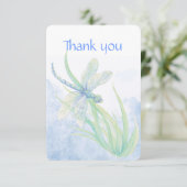 Gedenkgottesdienst dank Dragonfly Wasserfarben Kun Dankeskarte (Stehend Vorderseite)