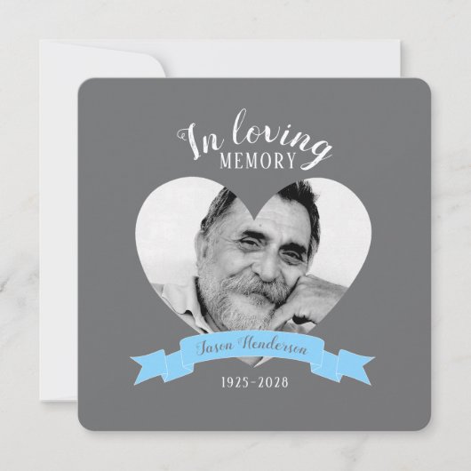 Gedenkgottesdienst Foto Blue Band Beerdigung lädt Einladung (Vorderseite)