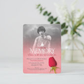 Gedenkgottesdienst Foto Single rote Rose Beerdigun Einladung (Stehend Vorderseite)