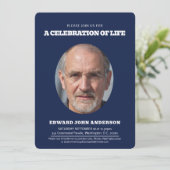 Gedenkgottesdienst Oval Foto Blau Einladung (Stehend Vorderseite)