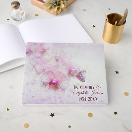 Gedenkgottesdienst Schmetterling auf rosa Orchidee Gästebuch