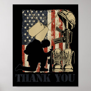 Gedenkhemd zum Memorial Day mit Flagge und Militär Poster