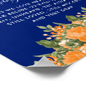 Gedenkhochzeit - Orangefarbene Blume über Navy Blu Poster (Ecke)