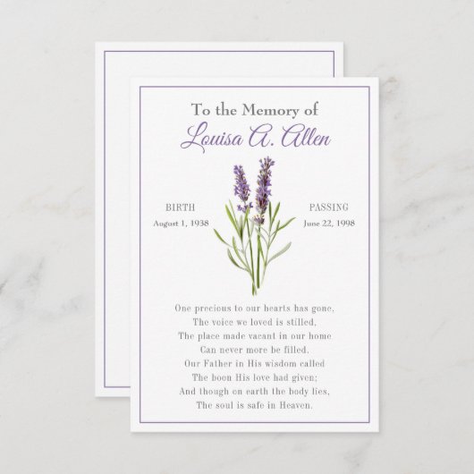 Gedenkkarte (Vorne/Hinten)