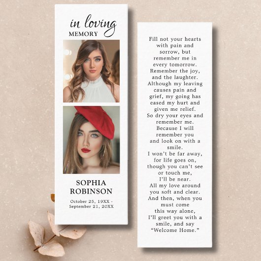 Gedenkkarte 2 Foto Collage Beerdigungskarte Mini Visitenkarte