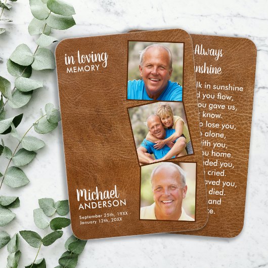 Gedenkkarte 3 Foto Beileid Beerdigungskarte