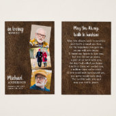 Gedenkkarte 3 Foto Leder Beerdigungskarte (Vorne & Hinten)