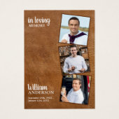 Gedenkkarte 3 Foto Leder Beerdigungskarte (Vorderseite)