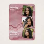 Gedenkkarte 3 Foto Pink Marble Beerdigung (Vorderseite)